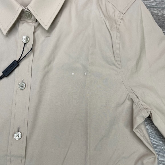 Burberry London Shirt Womens 4 Beige Long Sleeve Button Up Minimalist Office Top - Picture 3 of 15